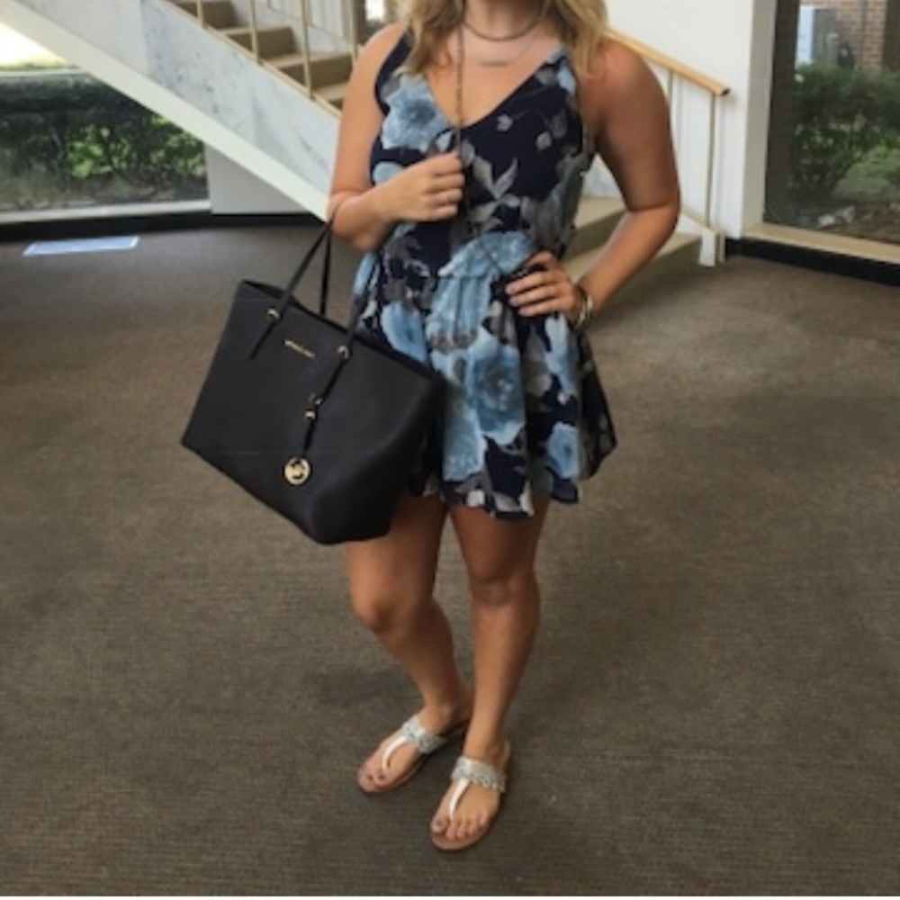 Final Touch Romper, Floral, elastic at waist, Size L